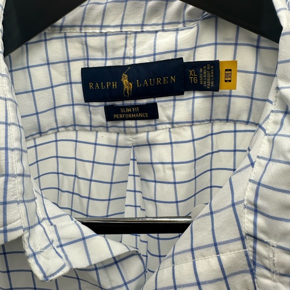 Polo Ralph Lauren Men's Button Down Slim Fit XL White/Blue Plaid - Picture 4 of 6
